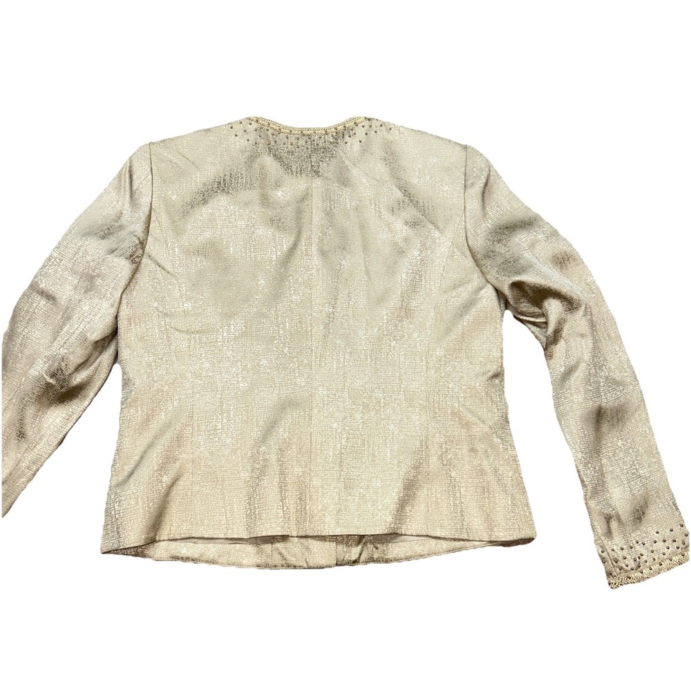 NWT Adrianna Papell 100% Silk Headed Gold Jacket,‎ Women's 8 Petite - Picture 9 of 11